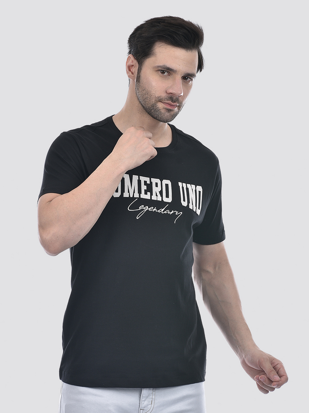 Numero Uno Men Typography Black T-Shirt